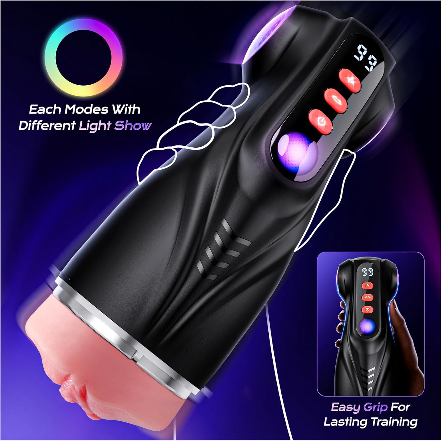 EINSEO Male Masturbator Sex Toys for Men - Thrusting Male Stroker with 360° Heating, 5-Speed Smooth Motion Blowjob Adult Men's Sex Toy, Silent Brushless Motor, Pocket Pussy Sleeve Erotic Massage Kits
