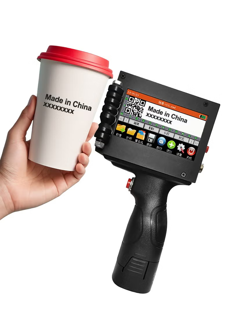طابعة نفث الحبر المحمولة لطباعة تواريخ انتهاء الصلاحية وأرقام الدفعات ورموز الاستجابة السريعة والرموز الشريطية والشعارات على الكراتين والخشب والقماش والبلاستيك والمعادن